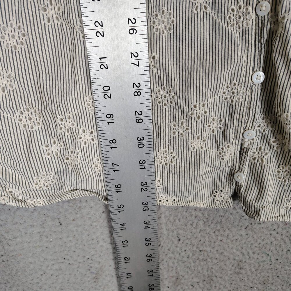 Madewell Mini Dress Women's 2XS White Black Striped Eyelet Sophia Puff Sleeve - Picture 4 of 13